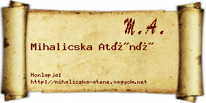 Mihalicska Aténé névjegykártya